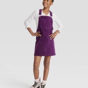 NWT Art Class Girls Purple Corduroy Dress Skirt Bibs Sz S(6/6X)